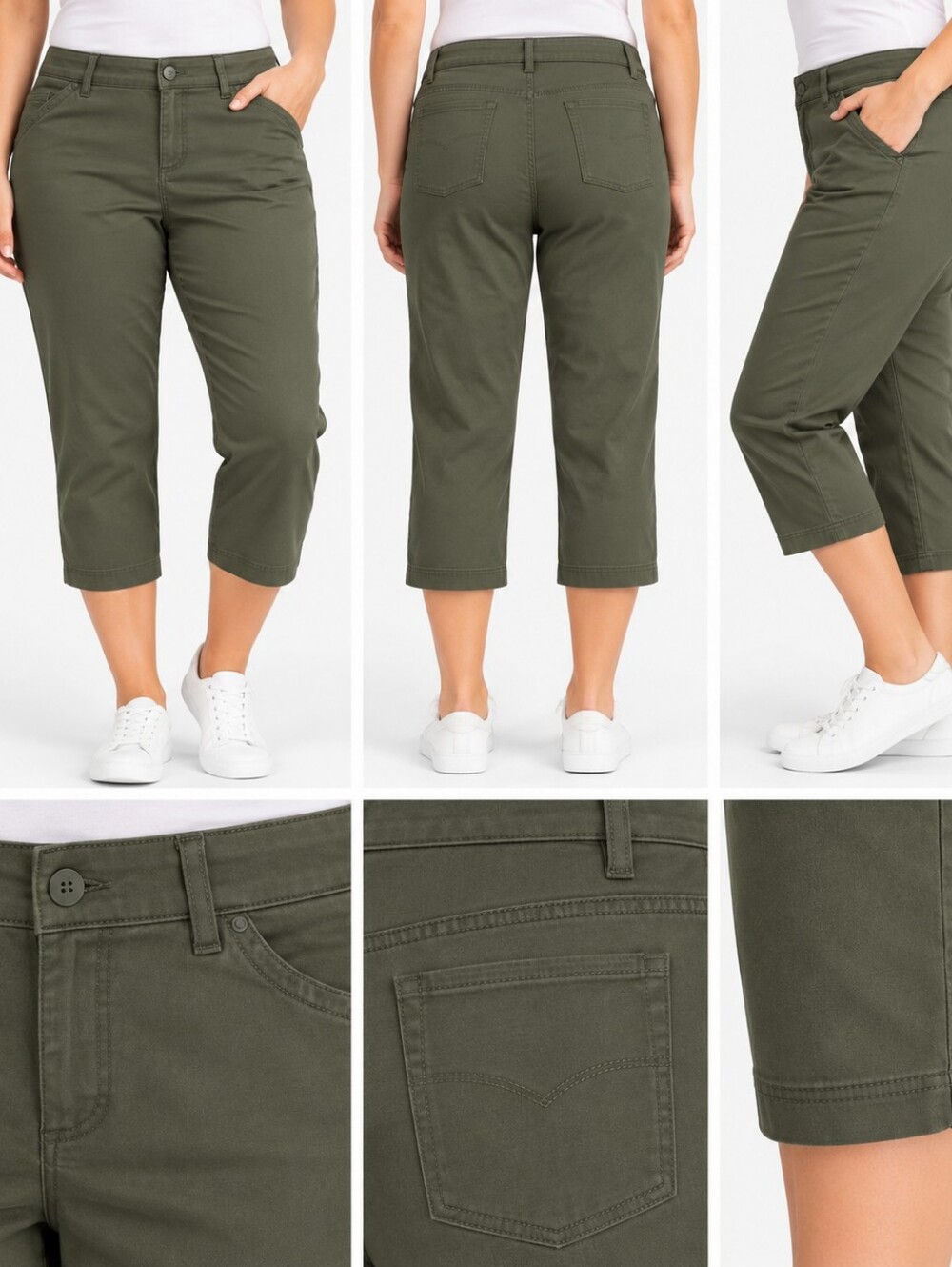 St. John’s Bay Size 18 Olive Green Capri Pants Classic Stretch Casual